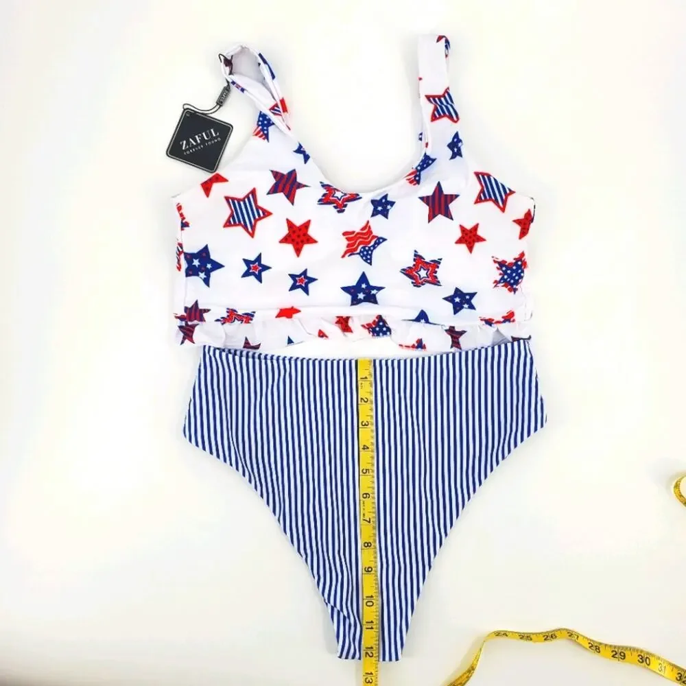 NWT Zaful Red, White & Blue Bikini size 8 - Picture 10 of 11